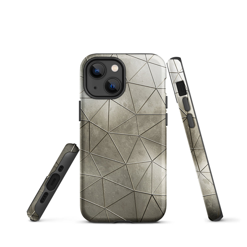 Load image into Gallery viewer, Polygon Aged Gold iPhone Case Hardshell 3D Wrap Thermal CREATIVETECH