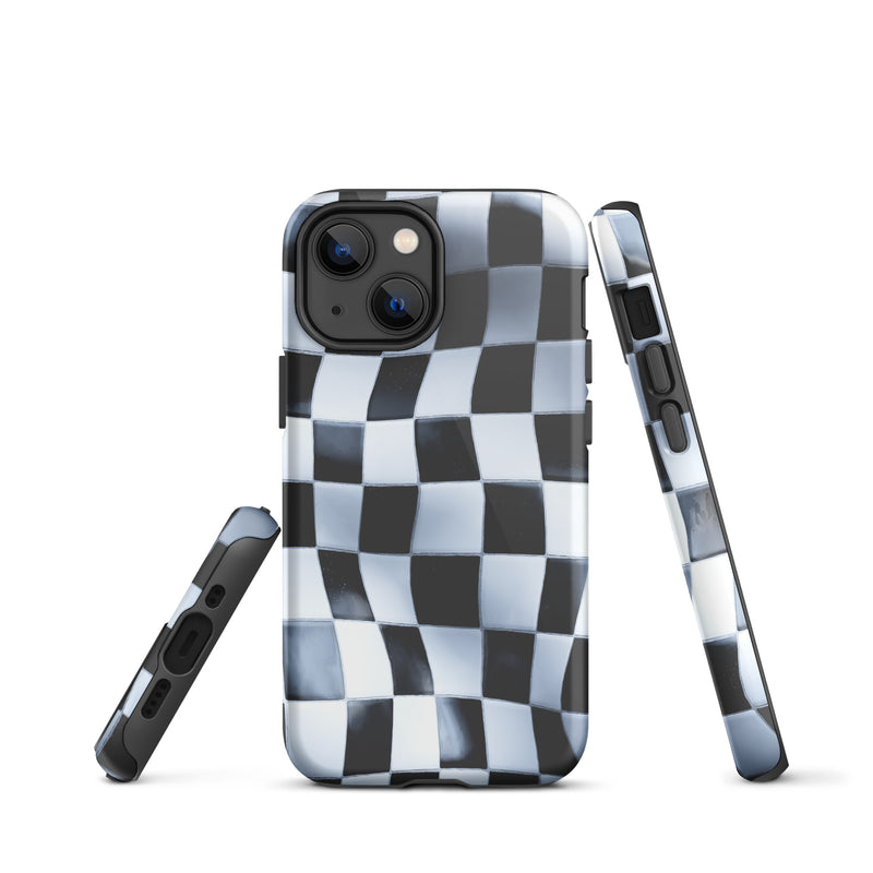 Load image into Gallery viewer, Wavy Chess Wall iPhone Case Hardshell 3D Wrap Thermal CREATIVETECH
