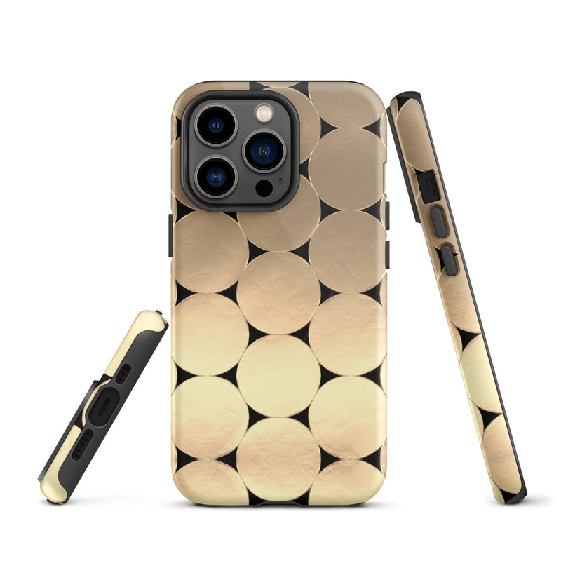 Load image into Gallery viewer, Golden Metal Oval iPhone Case Double Layer Impact Resistant Tough 3D Wrap Matte or Glossy Finish CREATIVETECH