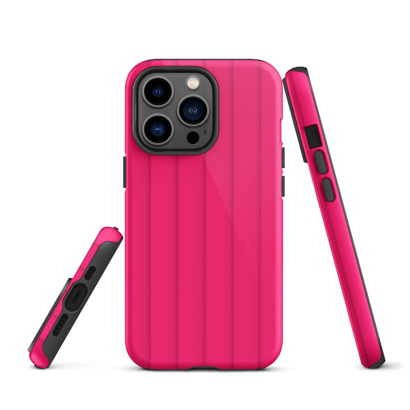 Load image into Gallery viewer, Berry Red Pink Ribbed Colorful iPhone Case Double Layer Impact Resistant Tough 3D Wrap Matte or Glossy Finish CREATIVETECH