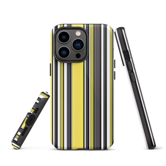 Yellow Black White Ribbed Colorful iPhone Case Double Layer Impact Resistant Tough 3D Wrap Matte or Glossy Finish CREATIVETECH