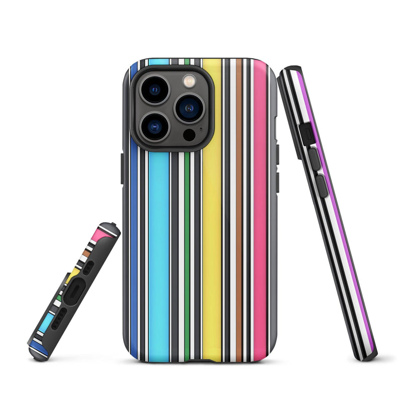 Load image into Gallery viewer, Rainbow Striped Colorful Hardshell iPhone Case Double Layer Impact Resistant Tough 3D Wrap Matte or Glossy Finish CREATIVETECH