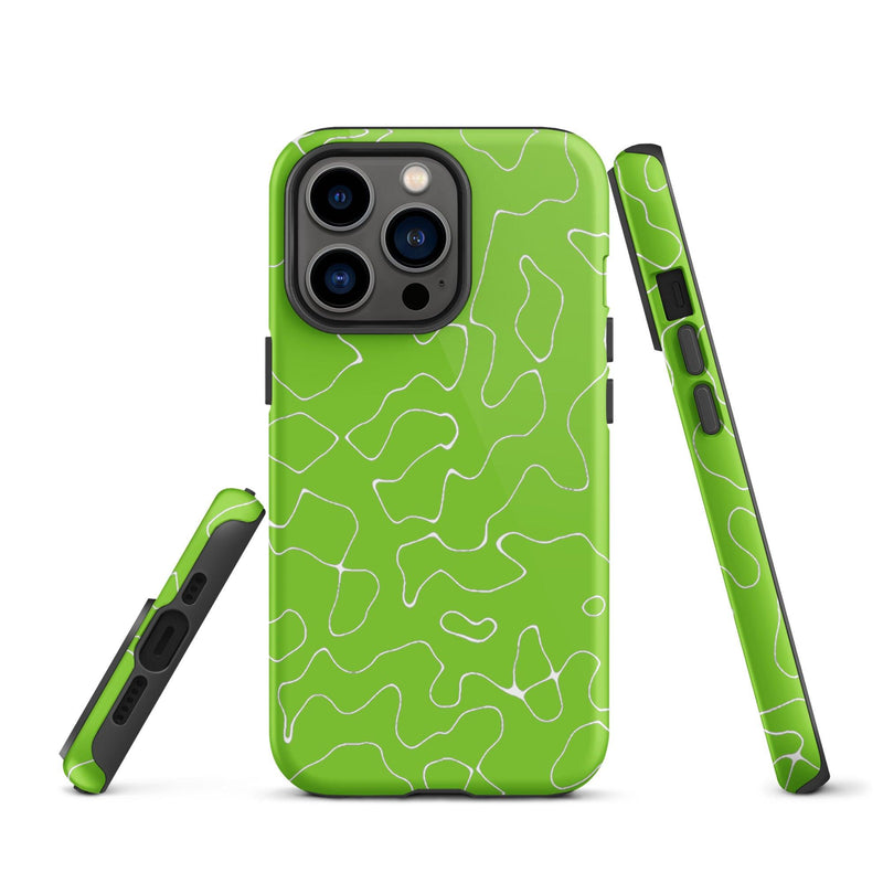 Load image into Gallery viewer, Organic Neon Green Colorful Hardshell iPhone Case Double Layer Impact Resistant Tough 3D Wrap Matte or Glossy Finish CREATIVETECH