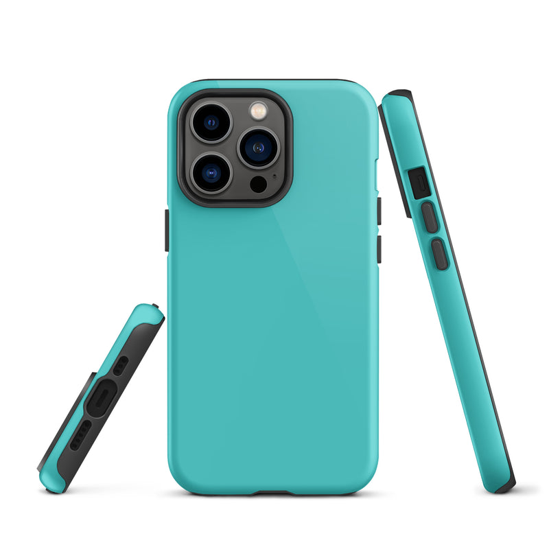 Load image into Gallery viewer, Turquoise Blue iPhone Case Hardshell 3D Wrap Thermal Plain Color CREATIVETECH