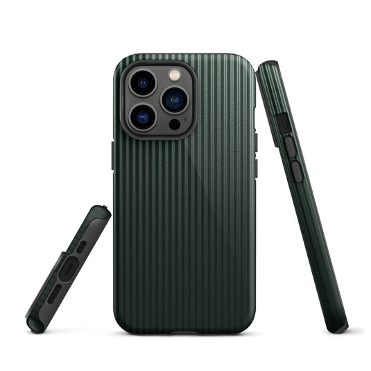 Dark Green Carbon Fiber Striped iPhone Case Hardshell 3D Wrap Thermal Plain Color CREATIVETECH