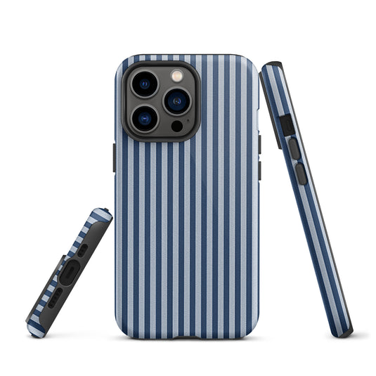 Blue White Textile Striped iPhone Case Hardshell 3D Wrap Thermal Plain Color CREATIVETECH