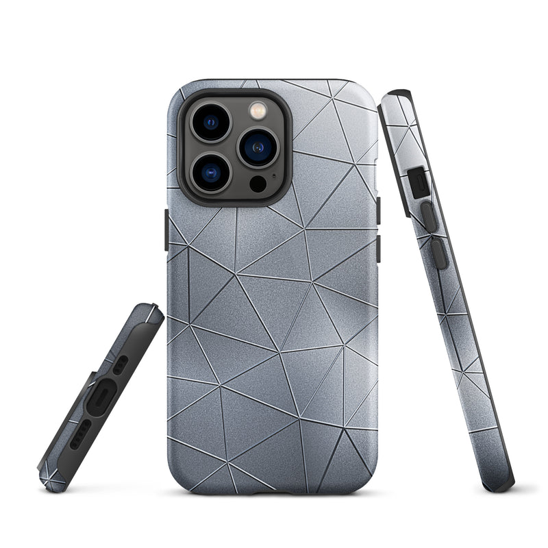 Load image into Gallery viewer, Silver  Polygon Metal iPhone Case Hardshell 3D Wrap Thermal CREATIVETECH