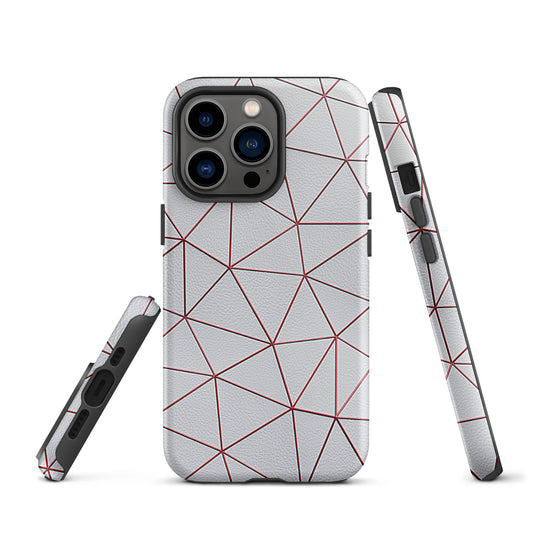 Polygon White Red Leather iPhone Case Hardshell 3D Wrap Thermal CREATIVETECH
