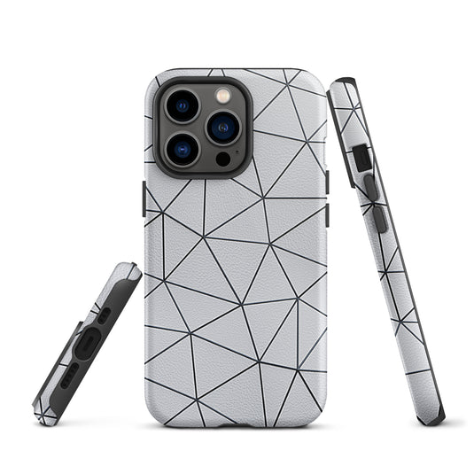 Polygon Black White Leather iPhone Case Hardshell 3D Wrap Thermal CREATIVETECH