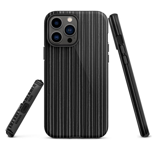 Black Ribbed Carbon Fiber iPhone Case Double Layer Impact Resistant Tough 3D Wrap Matte or Glossy Finish CREATIVETECH