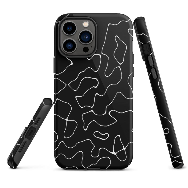 Load image into Gallery viewer, Organic Black White Colorful Hardshell iPhone Case Double Layer Impact Resistant Tough 3D Wrap Matte or Glossy Finish CREATIVETECH