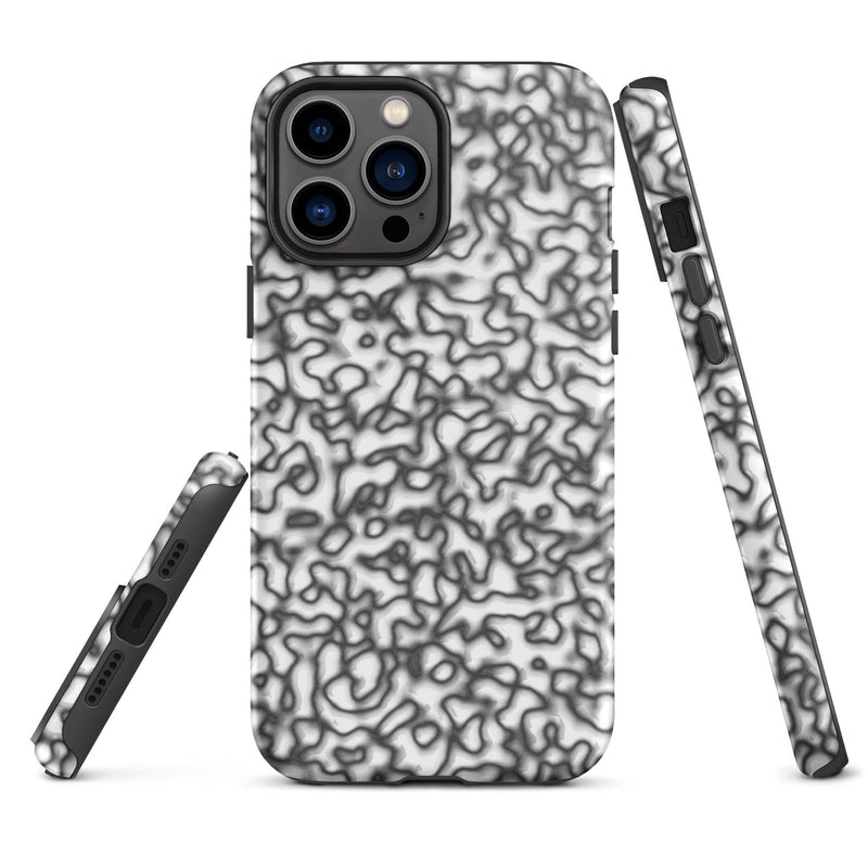 Load image into Gallery viewer, Black White Organic Pattern Colorful Hardshell iPhone Case Double Layer Impact Resistant Tough 3D Wrap Matte or Glossy Finish CREATIVETECH