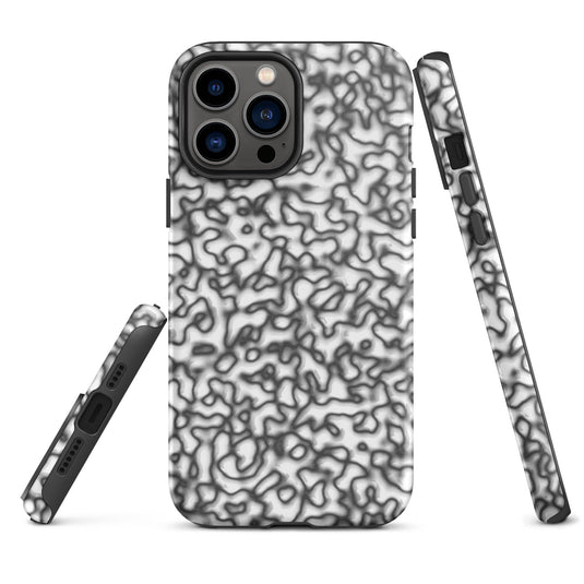 Black White Organic Pattern Colorful Hardshell iPhone Case Double Layer Impact Resistant Tough 3D Wrap Matte or Glossy Finish CREATIVETECH