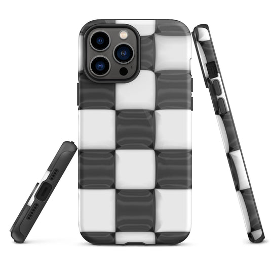 Classic Black White Chess Board Colorful Hardshell iPhone Case Double Layer Impact Resistant Tough 3D Wrap CREATIVETECH