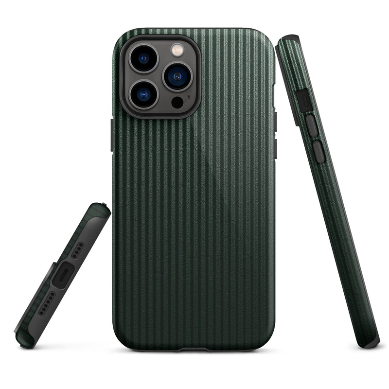 Load image into Gallery viewer, Dark Green Carbon Fiber Striped iPhone Case Hardshell 3D Wrap Thermal Plain Color CREATIVETECH