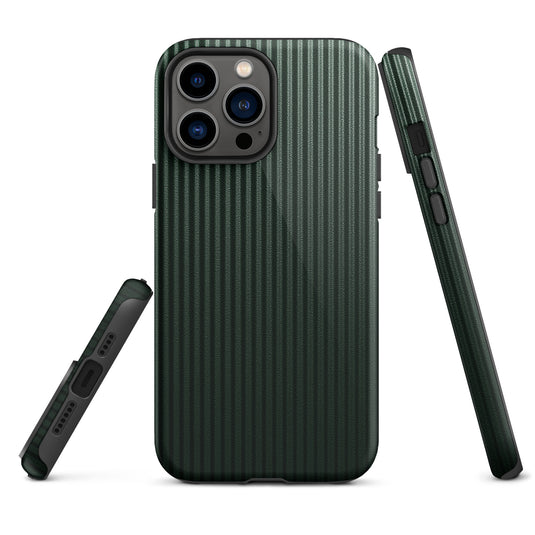 Dark Green Carbon Fiber Striped iPhone Case Hardshell 3D Wrap Thermal Plain Color CREATIVETECH