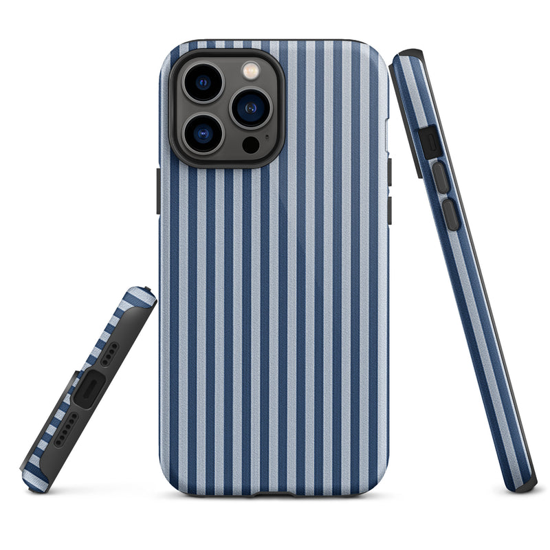 Load image into Gallery viewer, Blue White Textile Striped iPhone Case Hardshell 3D Wrap Thermal Plain Color CREATIVETECH