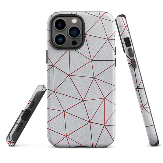 Polygon White Red Leather iPhone Case Hardshell 3D Wrap Thermal CREATIVETECH