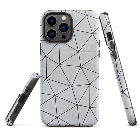 Polygon Black White Leather iPhone Case Hardshell 3D Wrap Thermal CREATIVETECH