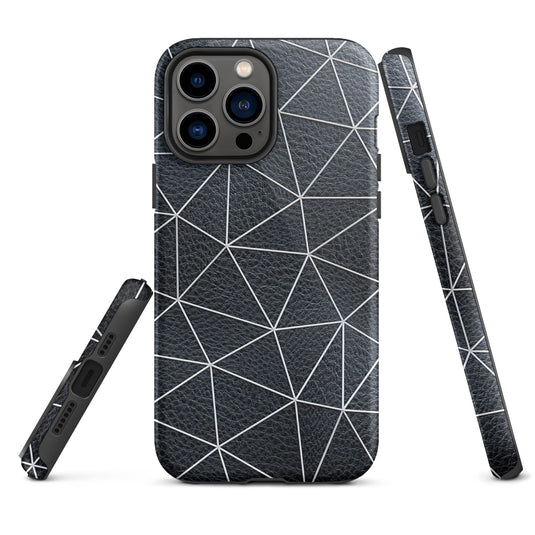 Polygon White Black Leather iPhone Case Hardshell 3D Wrap Thermal CREATIVETECH