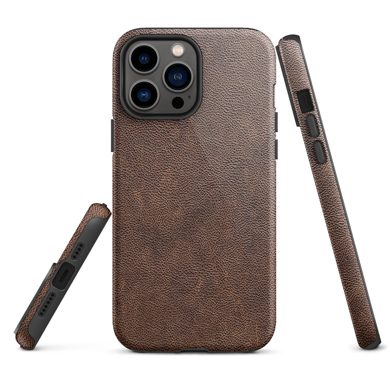 Load image into Gallery viewer, Brown Leather iPhone Case Hardshell 3D Wrap Thermal CREATIVETECH