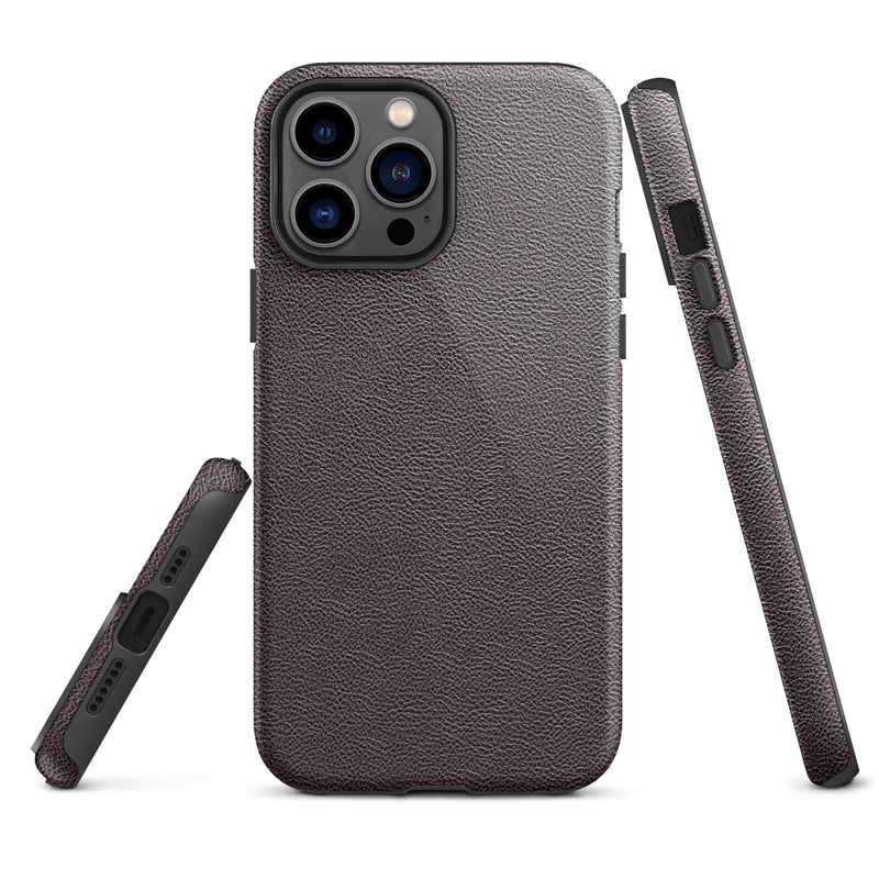 Load image into Gallery viewer, Dark Brown Leather iPhone Case Hardshell 3D Wrap Thermal CREATIVETECH