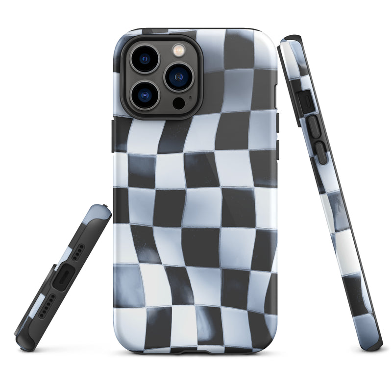 Load image into Gallery viewer, Wavy Chess Wall iPhone Case Hardshell 3D Wrap Thermal CREATIVETECH
