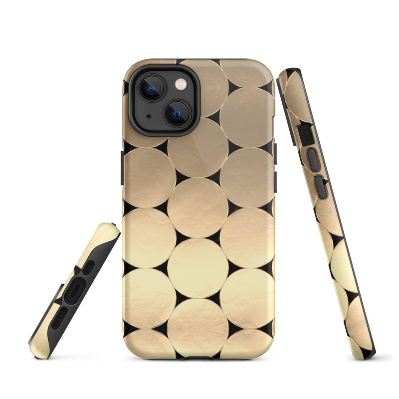 Load image into Gallery viewer, Golden Metal Oval iPhone Case Double Layer Impact Resistant Tough 3D Wrap Matte or Glossy Finish CREATIVETECH