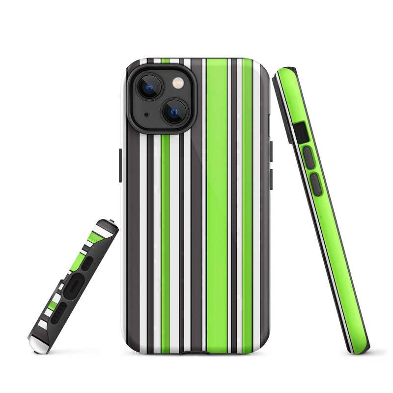 Load image into Gallery viewer, Green White Colorful iPhone Case Double Layer Impact Resistant Tough 3D Wrap Matte or Glossy Finish CREATIVETECH
