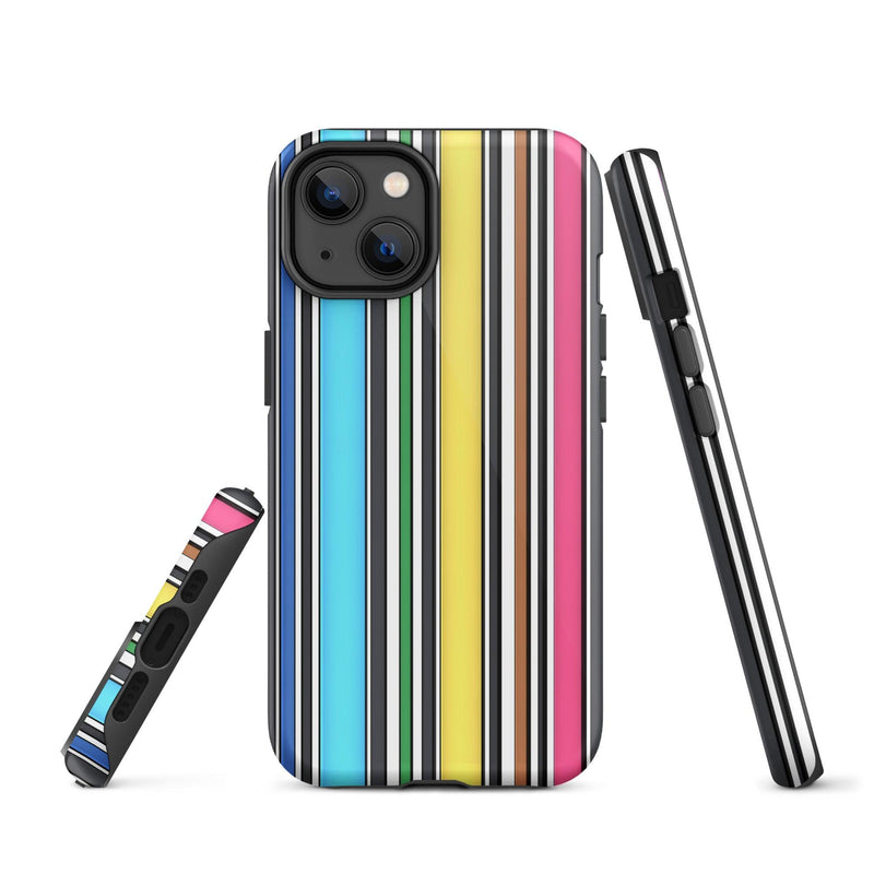 Load image into Gallery viewer, Rainbow Striped Colorful Hardshell iPhone Case Double Layer Impact Resistant Tough 3D Wrap Matte or Glossy Finish CREATIVETECH