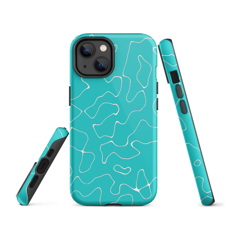 Load image into Gallery viewer, Abstract Organic Marine Blue Green Colorful Hardshell iPhone Case Double Layer Impact Resistant Tough 3D Wrap Matte or Glossy Finish CREATIVETECH