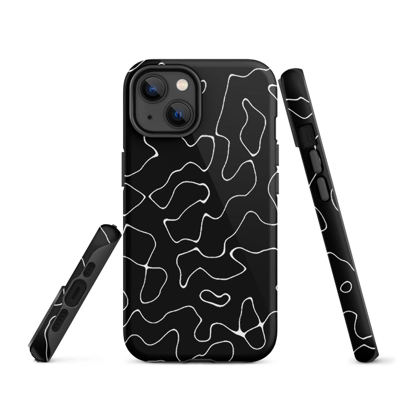 Load image into Gallery viewer, Organic Black White Colorful Hardshell iPhone Case Double Layer Impact Resistant Tough 3D Wrap Matte or Glossy Finish CREATIVETECH
