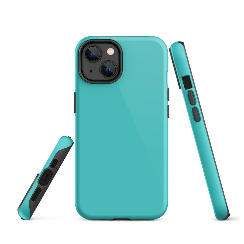 Load image into Gallery viewer, Turquoise Blue iPhone Case Hardshell 3D Wrap Thermal Plain Color CREATIVETECH