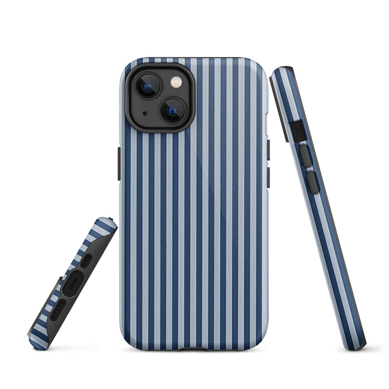 Load image into Gallery viewer, Blue White Textile Striped iPhone Case Hardshell 3D Wrap Thermal Plain Color CREATIVETECH