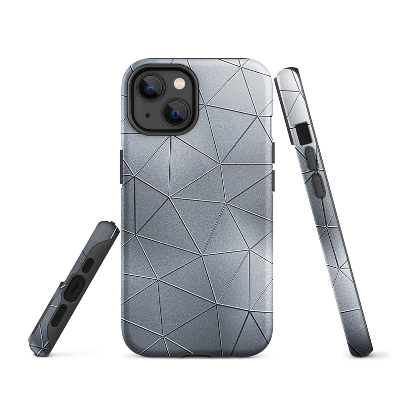 Load image into Gallery viewer, Silver  Polygon Metal iPhone Case Hardshell 3D Wrap Thermal CREATIVETECH