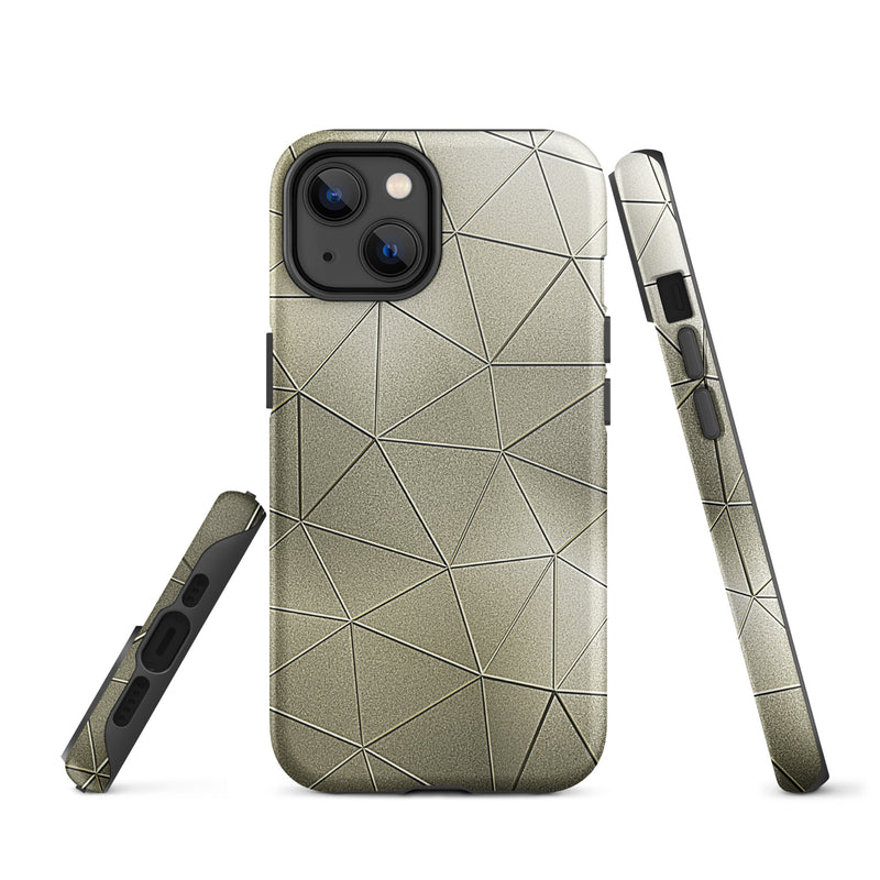 Load image into Gallery viewer, Golden Polygon Metal iPhone Case Hardshell 3D Wrap Thermal CREATIVETECH