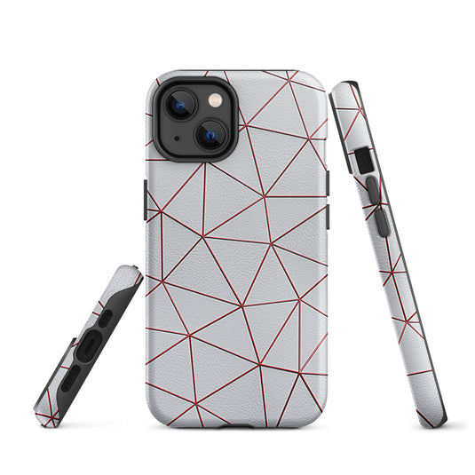 Polygon White Red Leather iPhone Case Hardshell 3D Wrap Thermal CREATIVETECH