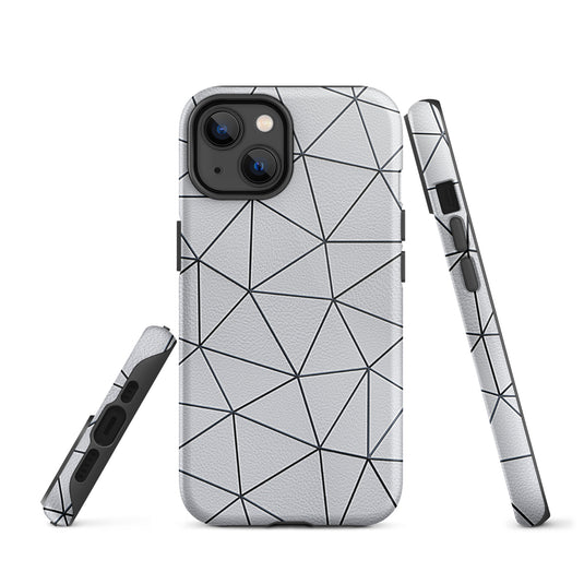 Polygon Black White Leather iPhone Case Hardshell 3D Wrap Thermal CREATIVETECH