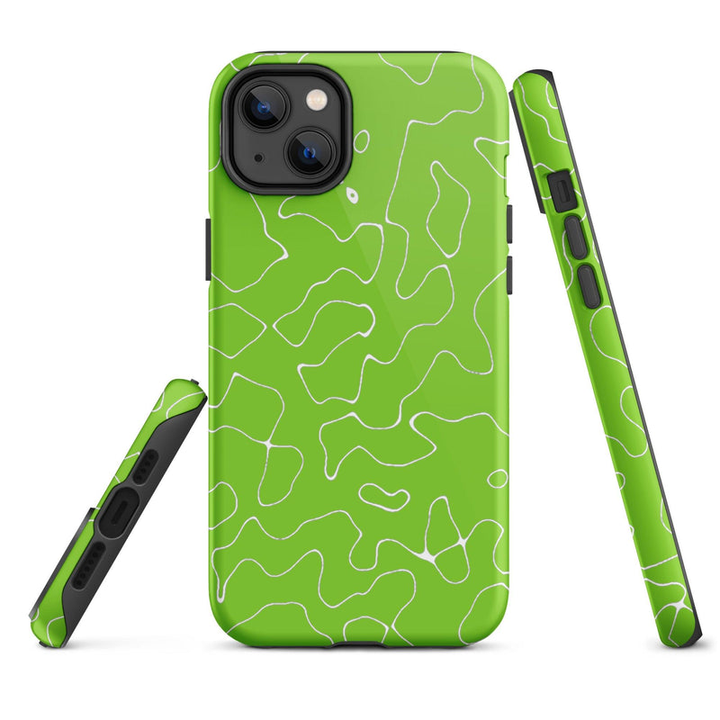 Load image into Gallery viewer, Organic Neon Green Colorful Hardshell iPhone Case Double Layer Impact Resistant Tough 3D Wrap Matte or Glossy Finish CREATIVETECH