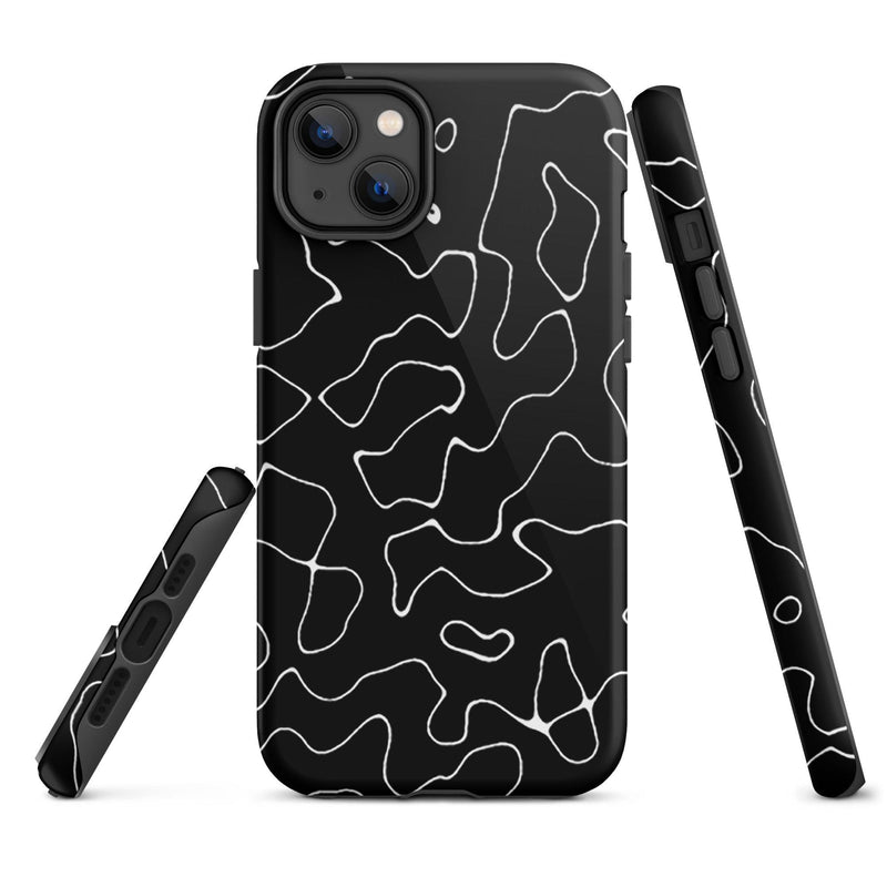 Load image into Gallery viewer, Organic Black White Colorful Hardshell iPhone Case Double Layer Impact Resistant Tough 3D Wrap Matte or Glossy Finish CREATIVETECH