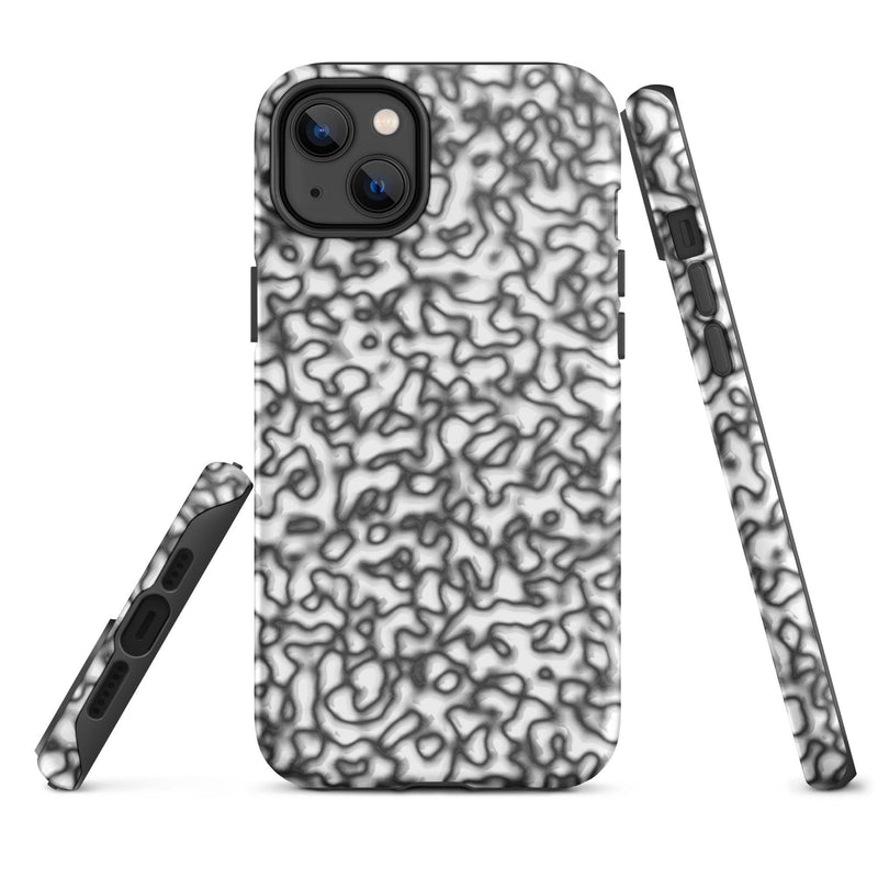 Load image into Gallery viewer, Black White Organic Pattern Colorful Hardshell iPhone Case Double Layer Impact Resistant Tough 3D Wrap Matte or Glossy Finish CREATIVETECH