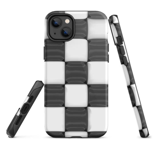 Classic Black White Chess Board Colorful Hardshell iPhone Case Double Layer Impact Resistant Tough 3D Wrap CREATIVETECH