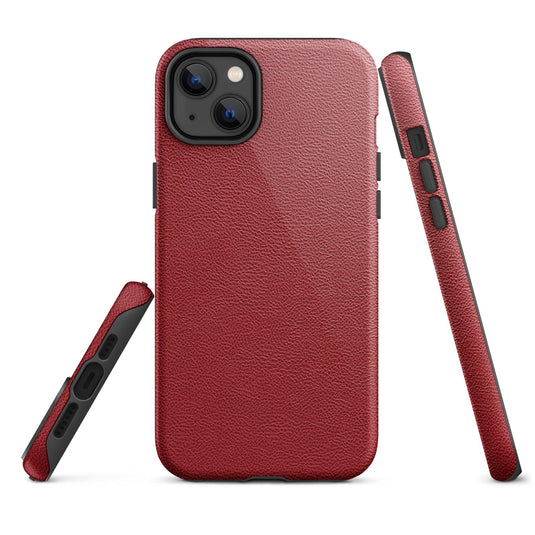 Red Leather iPhone Case Double Layer Impact Resistant Tough 3D Wrap Matte or Glossy Finish CREATIVETECH