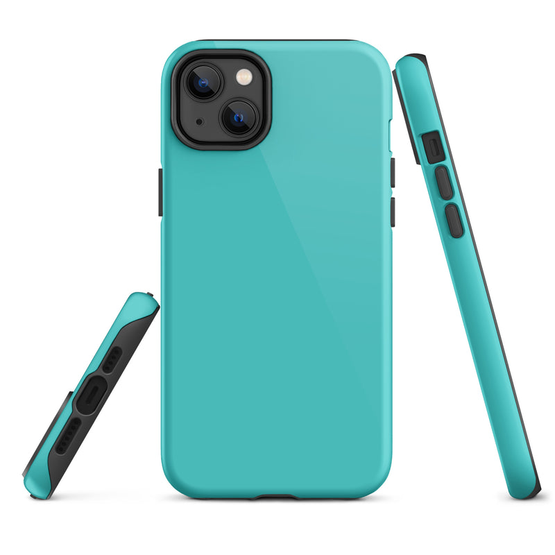 Load image into Gallery viewer, Turquoise Blue iPhone Case Hardshell 3D Wrap Thermal Plain Color CREATIVETECH