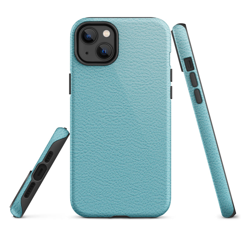 Load image into Gallery viewer, Mint Blue Green Leather iPhone Case Hardshell 3D Wrap Thermal CREATIVETECH