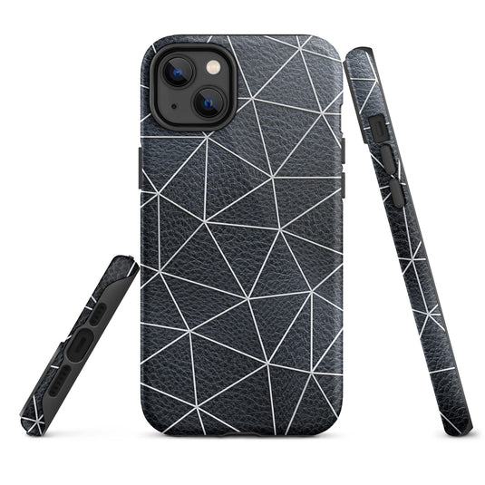 Polygon White Black Leather iPhone Case Hardshell 3D Wrap Thermal CREATIVETECH