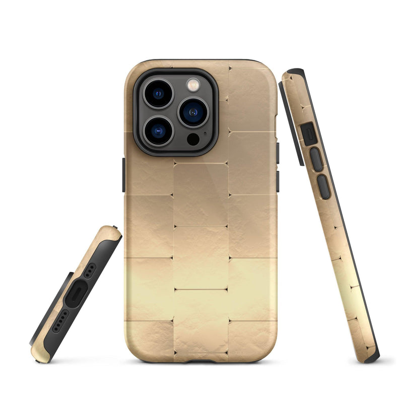 Load image into Gallery viewer, Gold Metal iPhone Case Double Layer Impact Resistant Tough 3D Wrap Matte or Glossy Finish CREATIVETECH