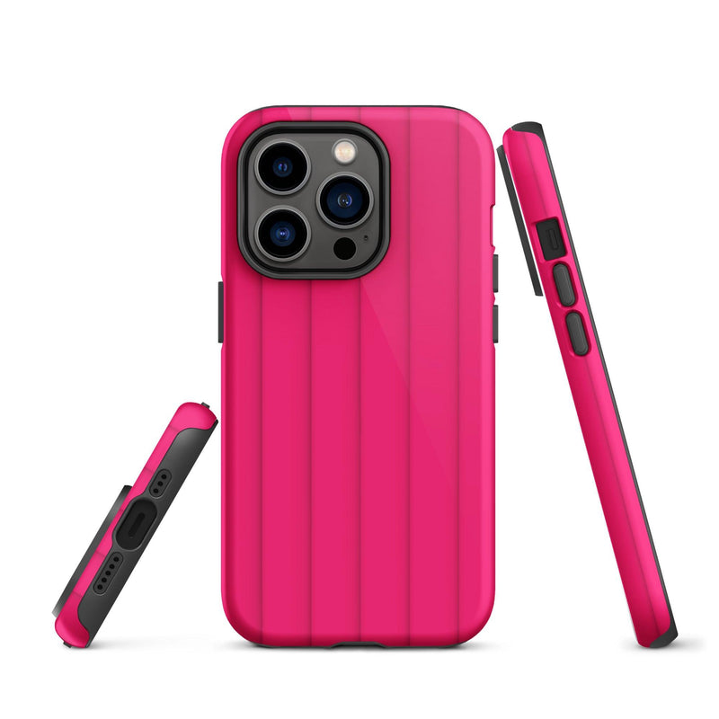 Load image into Gallery viewer, Berry Red Pink Ribbed Colorful iPhone Case Double Layer Impact Resistant Tough 3D Wrap Matte or Glossy Finish CREATIVETECH