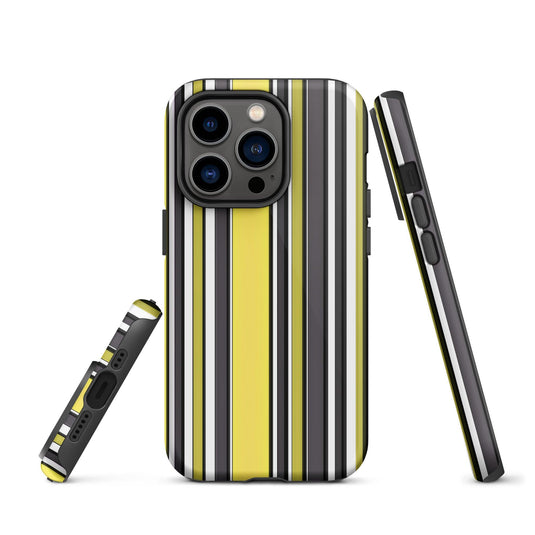 Yellow Black White Ribbed Colorful iPhone Case Double Layer Impact Resistant Tough 3D Wrap Matte or Glossy Finish CREATIVETECH