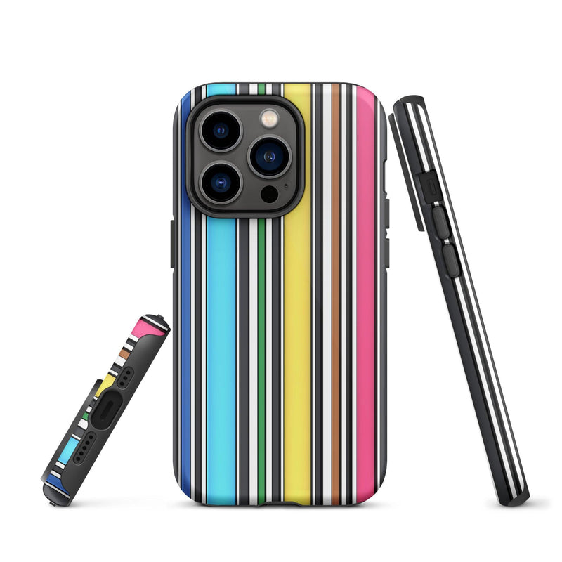 Load image into Gallery viewer, Rainbow Striped Colorful Hardshell iPhone Case Double Layer Impact Resistant Tough 3D Wrap Matte or Glossy Finish CREATIVETECH